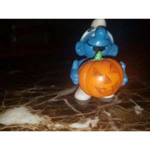 Smurfs 20136 Pumpkin Smurf Halloween Rare Vintage Schleich Figure PVC 1981